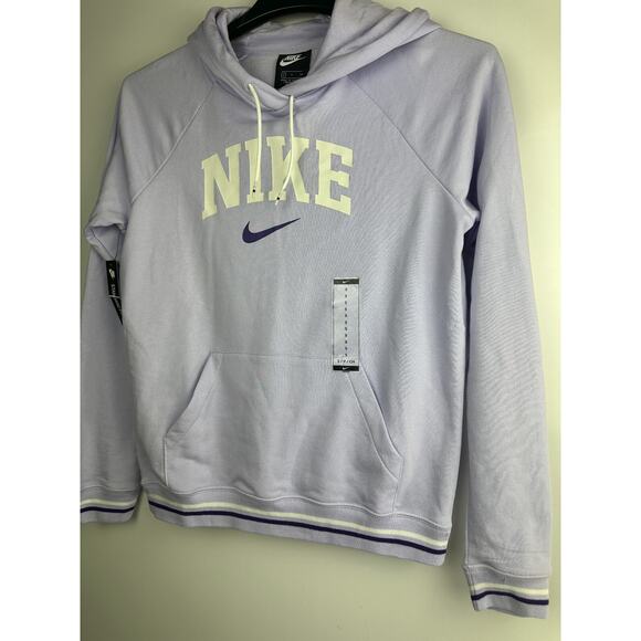Nike Fleece Hoodie Light Purple Lavender Spellout Center Swoosh Womens Small NWT - Picture 4 of 7